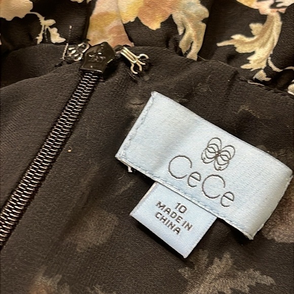 CECE Womens Black Printed Spaghetti Strap Straight leg Jumpsuit Size 10 - Picture 12 of 13